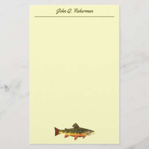 Custom Brook Trout Fly Fishing Anglers Stationery