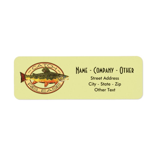 Custom Brook Trout Fly Fishing Catch & Release Label (Front)