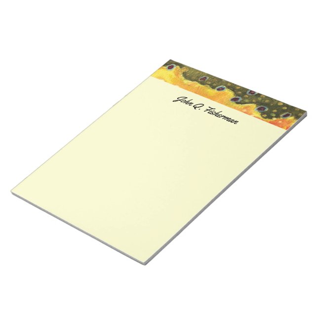 Custom Brook Trout Skin Fishing Ichthyology Notepad (Angled)