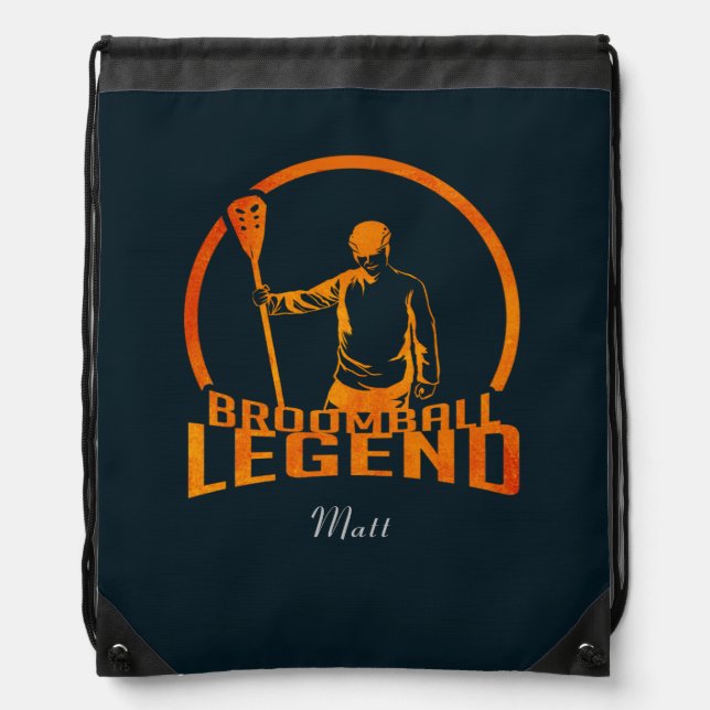 Custom Broomball Legend Cute Sports Drawstring Bag (Front)
