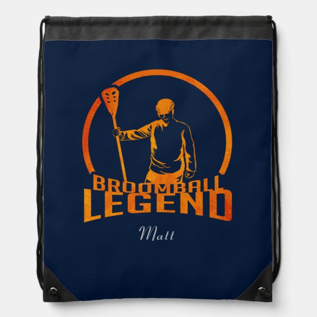 Custom Broomball Legend Personalized Sports Drawstring Bag (Front)