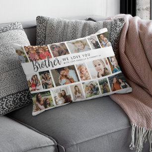 Custom Brother 18 Photo Collage Lumbar Pillow