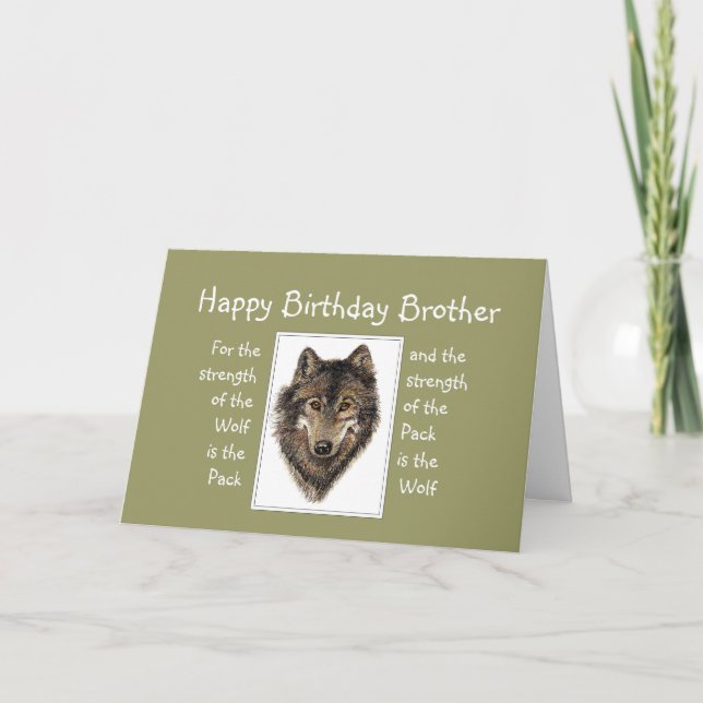 Custom Brother Birthday Wolf Pack Family Quote Card (Front)