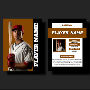 Custom Brown Baseball Trading Card Player Profile