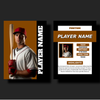 Custom Brown Baseball Trading Card Player Profile