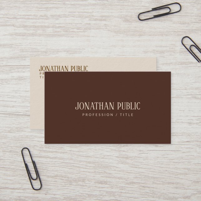 Custom Brown & Beige Template Luxe Premium Thick Business Card (Front/Back In Situ)