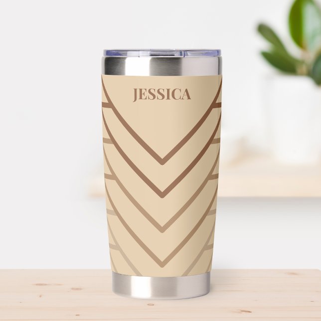 Custom Brown Beige Travel Chevron Coffee Lover Insulated Tumbler (Custom Brown Beige Travel Chevron Coffee Lover Insulated Tumbler)