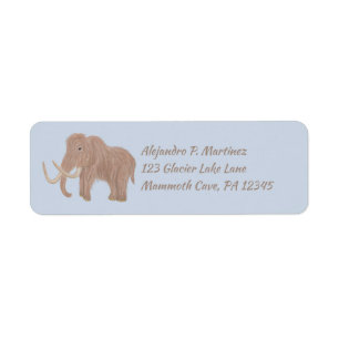 Custom Brown, Blue Woolly Mammoth Return Address Label