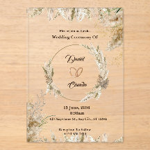 Custom brown & cream wedding acrylic invitations