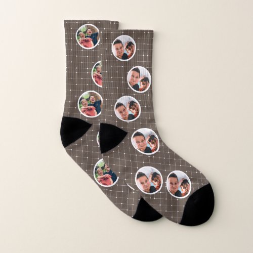 Custom Brown Family Photo Fathers Day Socks