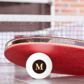 Custom Brown Gold Monogrammed Table Tennis Beer Ping Pong Ball
