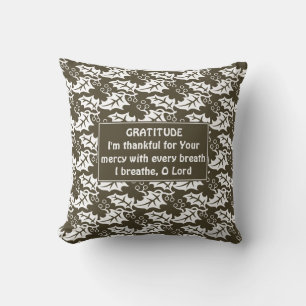 Custom Brown GRATITUDE Throw Pillow
