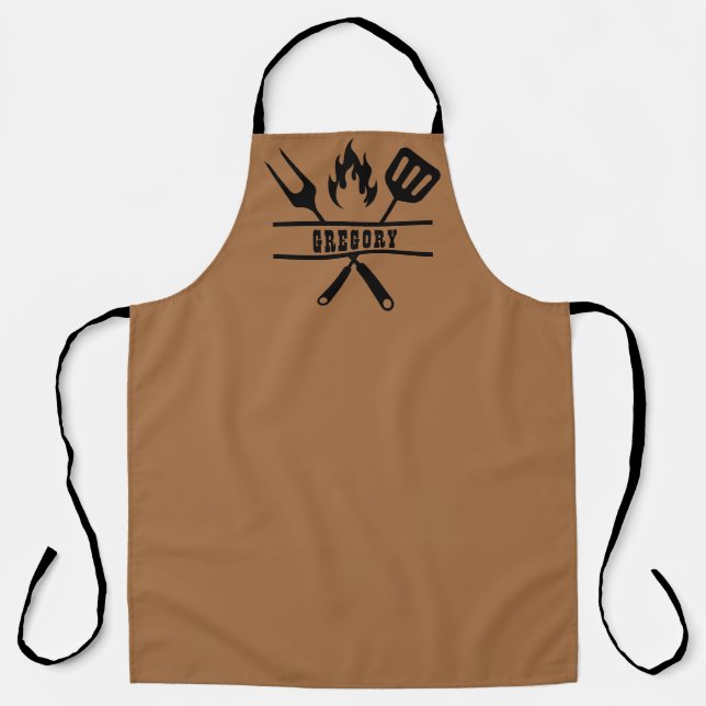 Custom Brown Grilling Apron (Front)