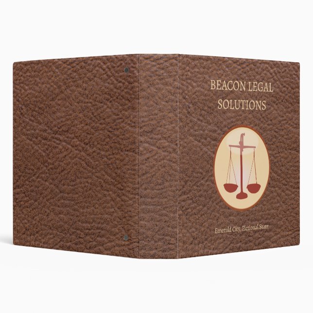 Custom Brown Leather Legal  3 Ring Binder (Background)
