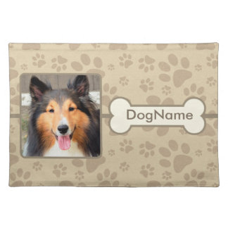 Custom Brown Paw Prints Dog Cloth Placemat