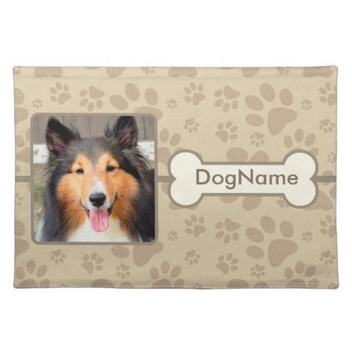 Custom Brown Paw Prints Dog Cloth Placemat