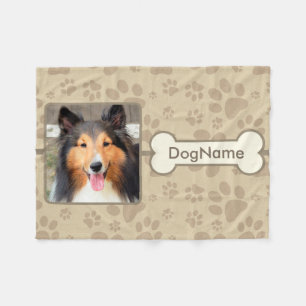 Custom Brown Paw Prints For Dogs Fleece Blanket