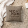 Custom Brown Rustic Burlap-Look Wedding Keepsake Throw Pillow