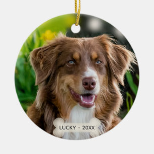 Custom Brown Shepherd Dog Photo Ceramic Ornament