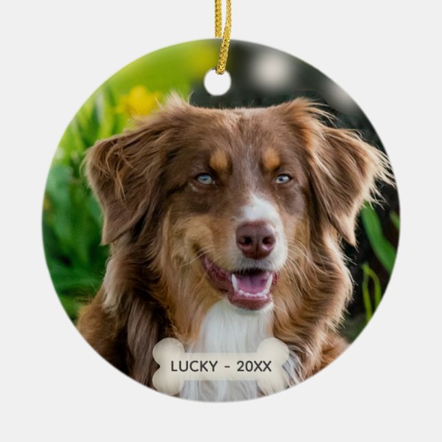 Custom Brown Shepherd Dog Photo Ceramic Ornament (Front)