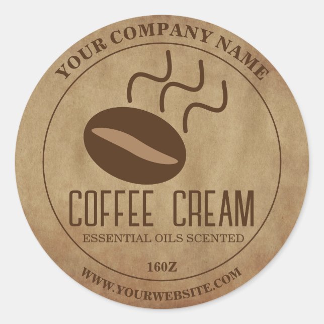 Custom Brown Texture Round Label Sticker (Front)