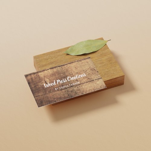 Custom Brown Vintage Wood Business Card