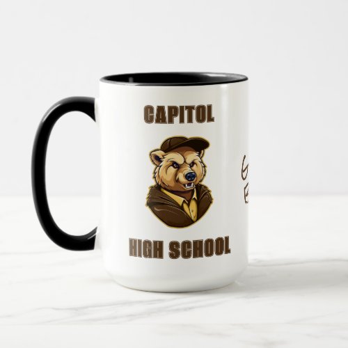 CUSTOM Bruin Mascot  Brown  Gold_School College Mug