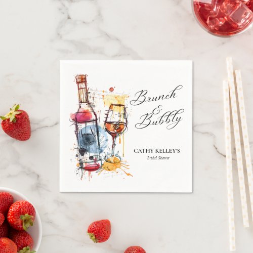 Custom Brunch and Bubbly Champagne Bridal Shower  Napkins