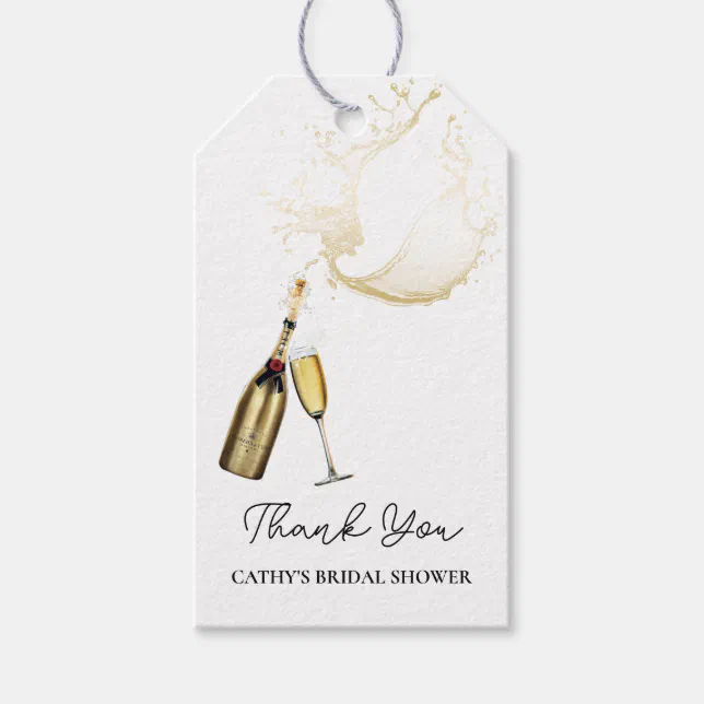 Custom Brunch and Bubbly Gold Bridal Shower Favor Gift Tags | Zazzle