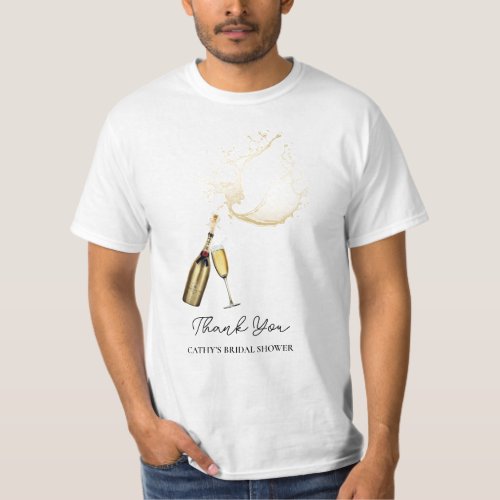 Custom Brunch  Bubbly Gold Bridal Shower T_Shirt