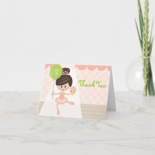 Custom Brunette Ballerina Birthday Thank You Cards