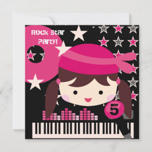 Custom Brunette Rock Star Birthday Invitations