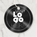 Custom Brushed Black Metal Business Logo Hang Tag | Zazzle