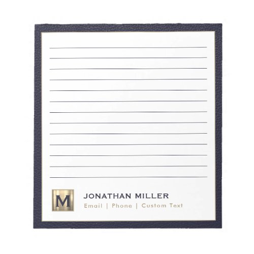 Custom Brushed Gold Initial and Name Notepad