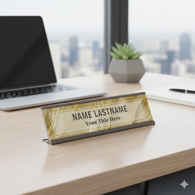 Custom Brushed Gold Office | Professional Modern Desk Name Plate (Creator Uploaded)