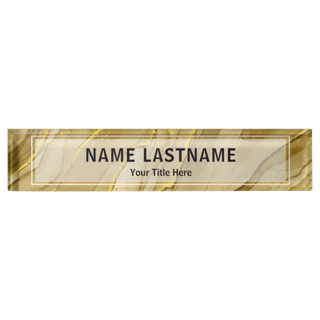 Custom Brushed Gold Office | Professional Modern Desk Name Plate (Front)