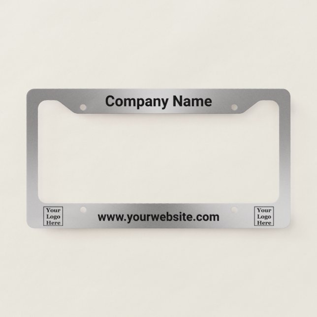Custom Brushed Metal Look Company Your Logo Here License Plate Frame (Front)