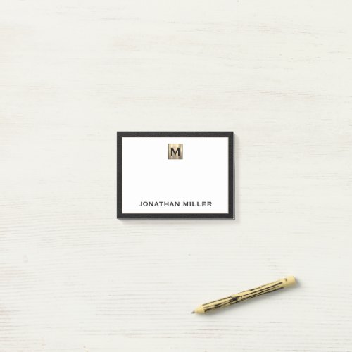 Custom Brushed Metal Monogram Post_it Notes