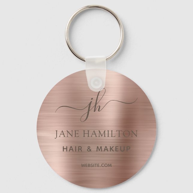 Custom Brushed Metal Promotional Business Name Keychain (Front)