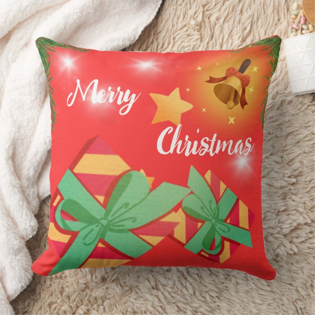 Custom Brushed Throw Pillow Merry Christmas (Blanket)