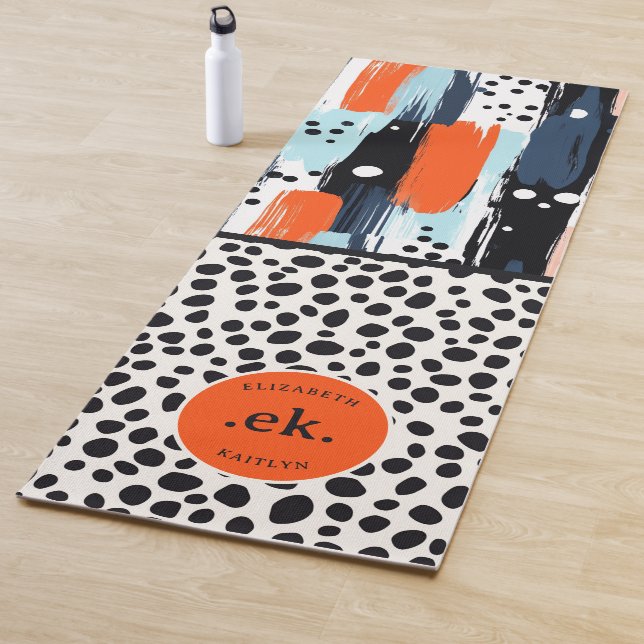 Custom Brushstroke Dalmatian Dog Abstract Pattern Yoga Mat (In Situ)