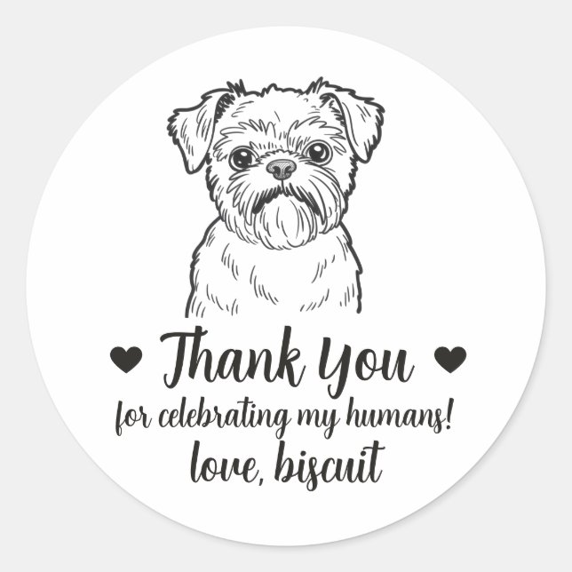Custom Brussels Griffon Dog Wedding Favor Stickers (Front)