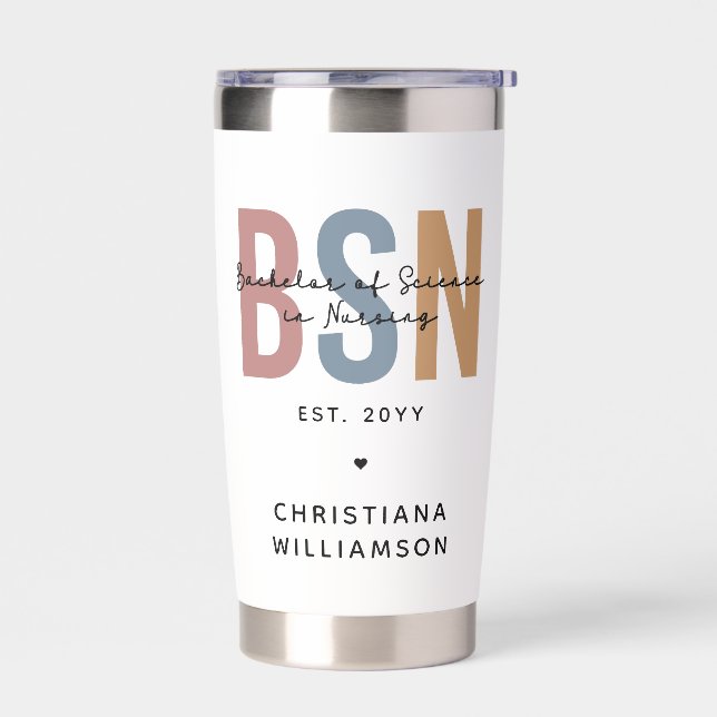 Custom BSN Bachelor of Science in Nursing Insulated Tumbler (Left)