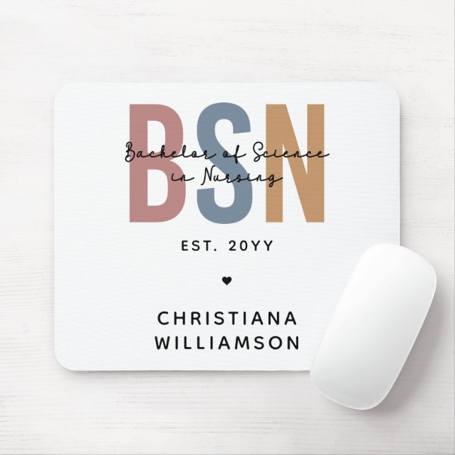 Custom BSN Bachelor of Science in Nursing Mouse Pad (With Mouse)