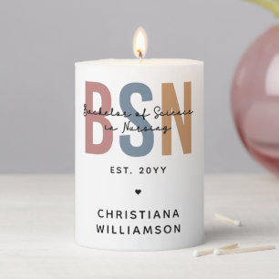 Custom BSN Bachelor of Science in Nursing Pillar Candle