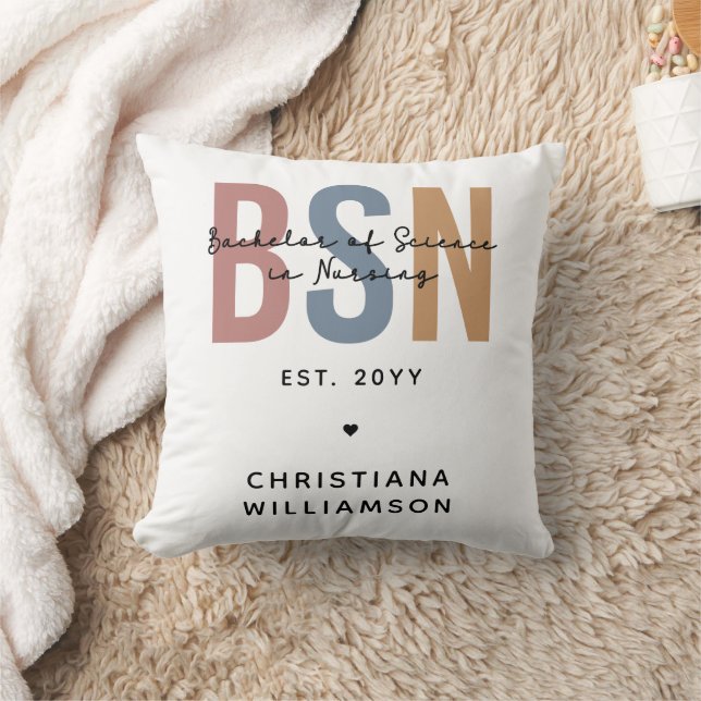 Custom BSN Bachelor of Science in Nursing Throw Pillow (Blanket)