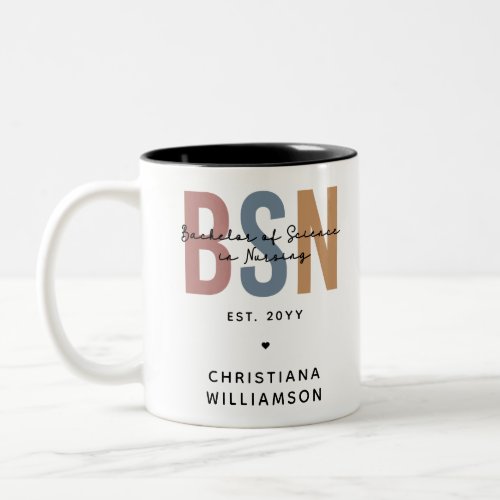 Custom BSN Bachelor of Science in Nursing Two_Tone Coffee Mug