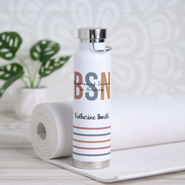 Custom BSN Bachelor of Science in Nursing Water Bottle (Yoga)