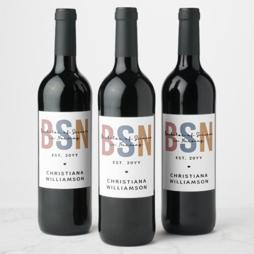 Custom BSN Bachelor of Science in Nursing Wine Label