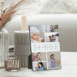 Custom "Bubbe" Grandchildren 6 Photo Collage Plaque<br><div class="desc">Create a sweet gift for grandma with this six photo collage plaque. "BUBBE" appears in the center in chic pastel mint green lettering,  with your custom message and grandchildren's names overlaid.</div>